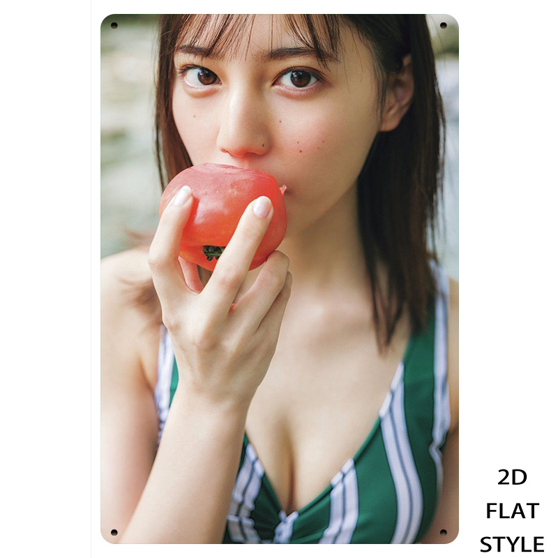 Japanese Girl Lifestyle - Plaque décorative murale vintage en métal,